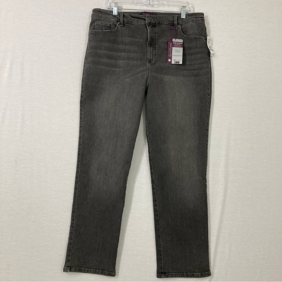 New Gloria Vanderbilt Gray Classic Straight Leg High Rise Jeans size 20 - Picture 1 of 10